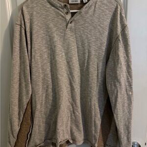 ROWM Beige and Brown Henley Shirt